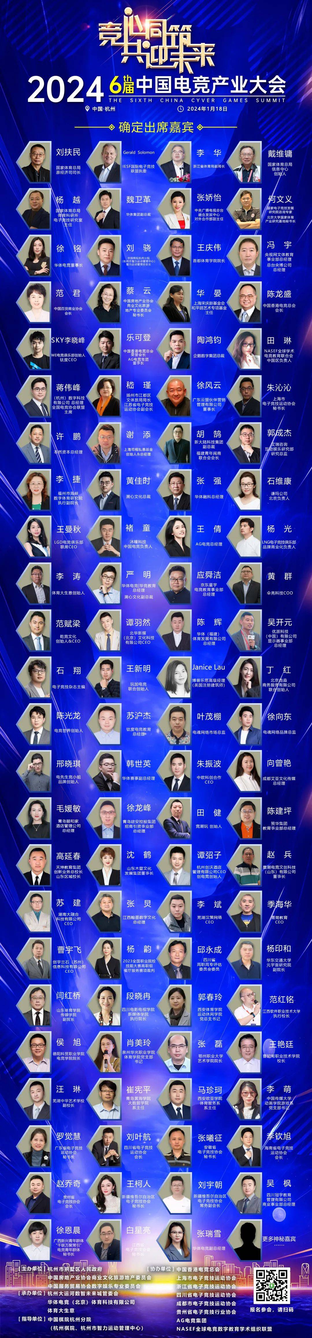 杭州你好！2024第六届中国电竞产业大会1月18日举办(图1)