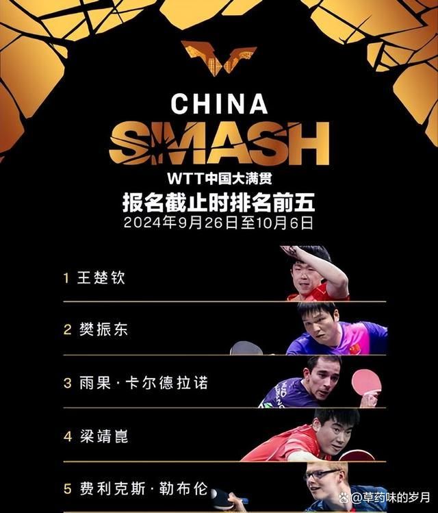 中国大满贯赛!男单10大高手云集樊振东退(图4)